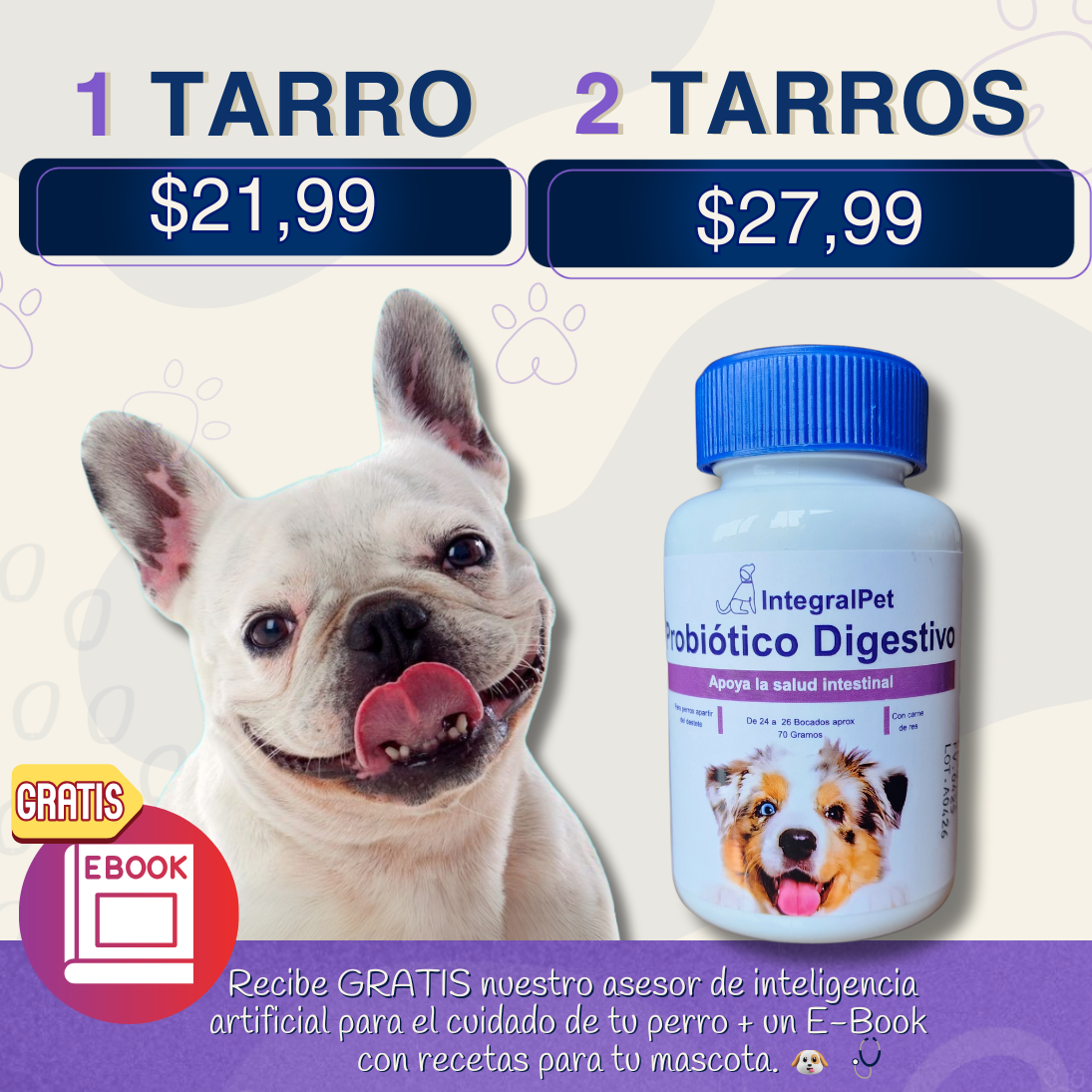 Bocados Integral Pet™️ | Probiotico 100% Natural | Recupera la Salud de tu Perro